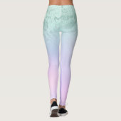Eleganter moderner Gradientenminzgrün Glitzer lila Leggings (Rückseite)