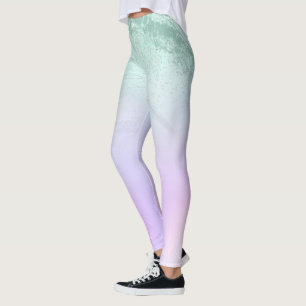 Eleganter moderner Gradientenminzgrün Glitzer lila Leggings