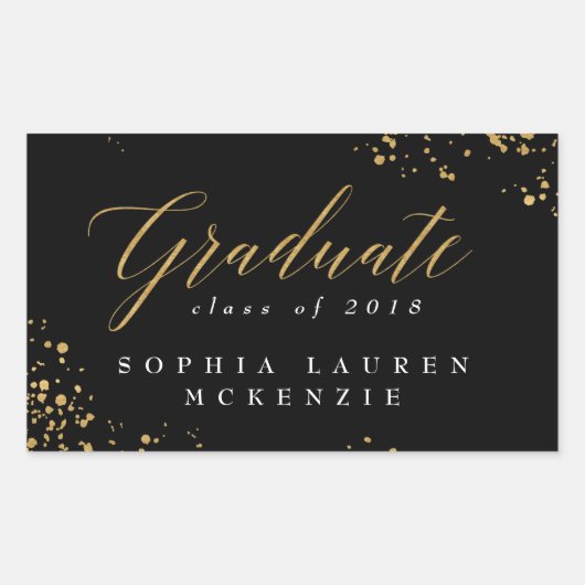 ELEGANTER MODERNER GRADUATE RECTANGULAR STICKER (Vorderseite)