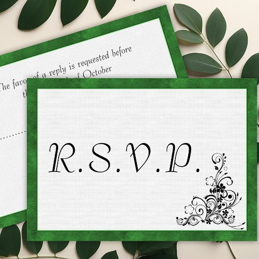 Eleganter moderner Green Frame Wedding RSVP