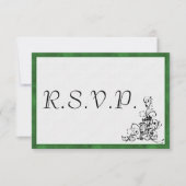 Eleganter moderner Green Frame Wedding RSVP Karte (Vorderseite)