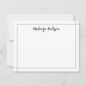 Eleganter moderner Grenzplatz Schwarz-Weiß Mitteilungskarte (Vorderseite)