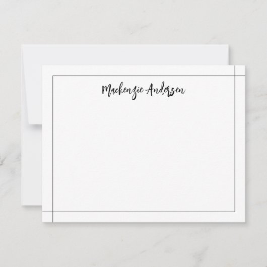 Eleganter moderner Grenzplatz Schwarz-Weiß Mitteilungskarte (Vorderseite)