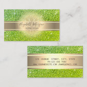 Eleganter, moderner grüner Glitzer, Goldstreifen, Visitenkarte (Vorne/Hinten)