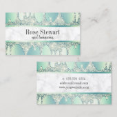 Eleganter, moderner, grüner Glitzer Tropfen Visitenkarte (Vorne/Hinten)