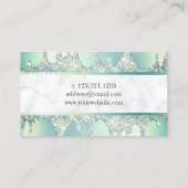 Eleganter, moderner, grüner Glitzer Tropfen Visitenkarte (Rückseite)