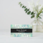 Eleganter, moderner, grüner Glitzer Tropfen Visitenkarte (Stehend Vorderseite)