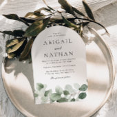 Eleganter, moderner Grüner Leaf Hochzeitsplatz Einladung