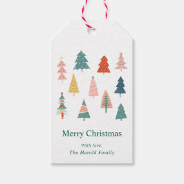 Eleganter, moderner, grüner Weihnachtsbaum Geschenkanhänger