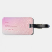 Eleganter moderner, gürtelrosa Rosengold-Glitzer Gepäckanhänger (Rückseite horizontal)