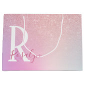 Eleganter moderner, gürtelrosa Rosengold-Glitzer Große Geschenktüte (Vorderseite)