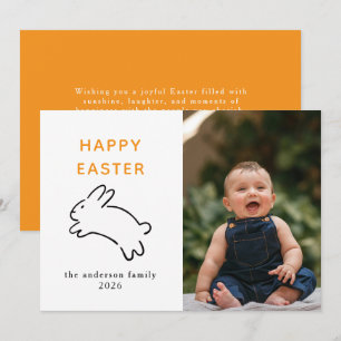 Eleganter moderner Hase Frohe Ostern Foto Feiertagskarte