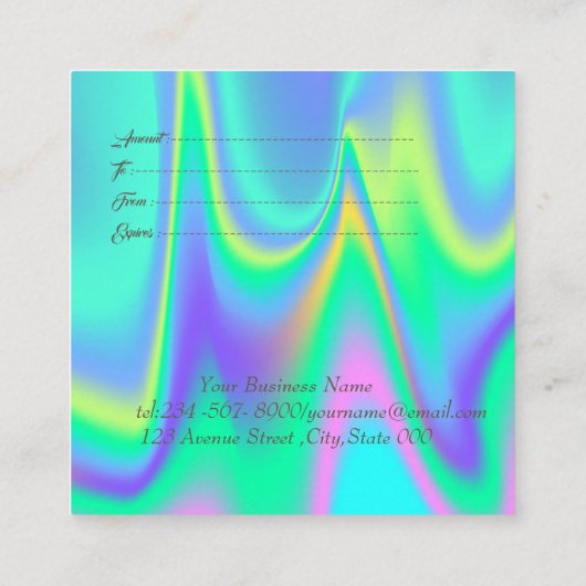 Eleganter moderner Holografischer Goldrahmen, Conf Rabattkarte (Rückseite)