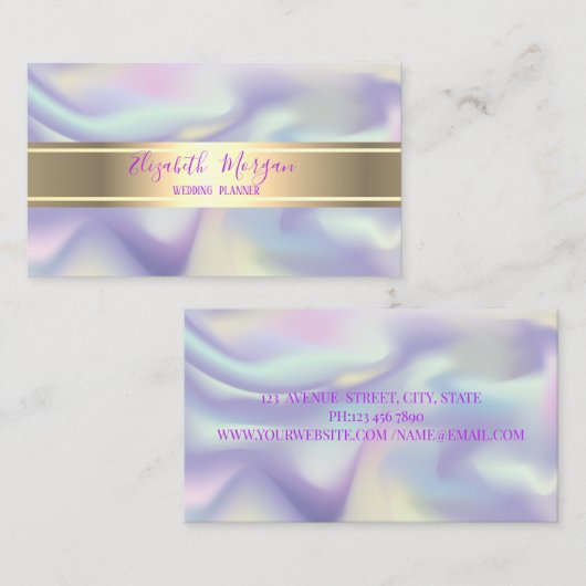 Eleganter, moderner, holografischer Goldstreifen Visitenkarte (Vorne/Hinten)