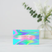 Eleganter moderner holografischer Pinselstrich Visitenkarte (Stehend Vorderseite)