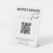 Eleganter moderner Honeymoon Fund QR Code Wedding Sockelschild (Vorderseite)