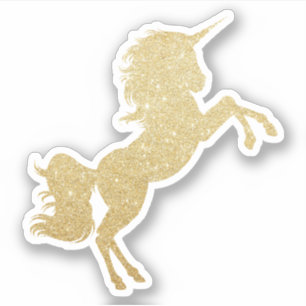 Eleganter moderner hübscher GoldGlitter Unicorn Aufkleber