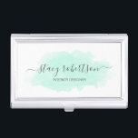 Eleganter moderner Innenarchitekt in Minze Visitenkarten Dose<br><div class="desc">Modernes Design mit einer minten Aquarelltextur und elegantem Kalligraphie-Schriftart.</div>