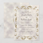 Eleganter, moderner Ivory Texture Gold Glitzer Rah Einladung (Vorne/Hinten)