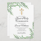 Eleganter, moderner Junge Erste Heilige Kommunion Einladung (Vorne/Hinten)