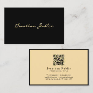 Eleganter moderner Kalligrafie Script Black Gold O Visitenkarte