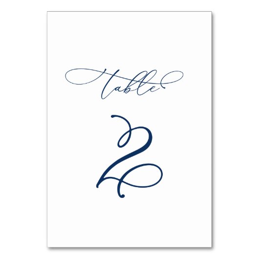 Eleganter moderner Kalligrafiestabelle 2 Hochzeit Tischnummer (Rückseite)