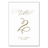 Eleganter moderner Kalligrafiestabelle 2 Hochzeit Tischnummer (Vorderseite)