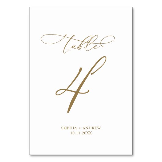 Eleganter moderner Kalligrafiestabelle 4 Hochzeit Tischnummer (Rückseite)