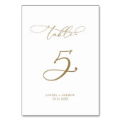 Eleganter moderner Kalligrafiestabelle 5 Hochzeit Tischnummer (Rückseite)