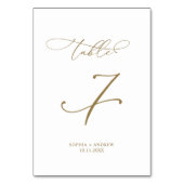 Eleganter moderner Kalligrafiestabelle 7 Hochzeit Tischnummer (Rückseite)