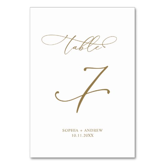 Eleganter moderner Kalligrafiestabelle 7 Hochzeit Tischnummer (Rückseite)