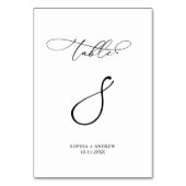 Eleganter moderner Kalligrafiestabelle 8 Hochzeit Tischnummer (Rückseite)