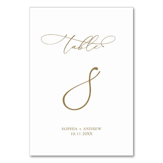 Eleganter moderner Kalligrafiestabelle 8 Hochzeit Tischnummer (Vorderseite)