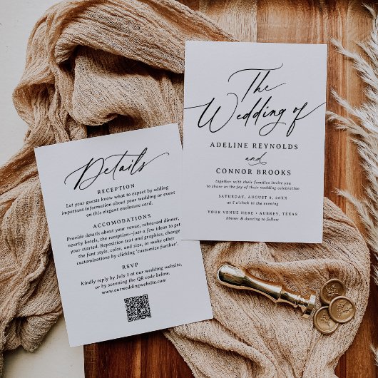 Eleganter moderner Kalligraphie-QR-Code für Hochze Einladung