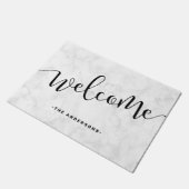 Eleganter, moderner Kalligraphie-weißer Marmor-Emp Fußmatte (Schrägansicht)