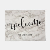 Eleganter, moderner Kalligraphie-weißer Marmor-Emp Fußmatte (Vorderseite)