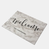 Eleganter, moderner Kalligraphie-weißer Marmor-Emp Fußmatte (Schrägansicht)