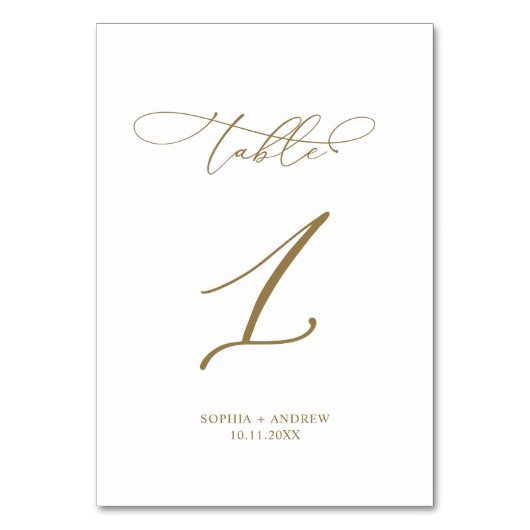 Eleganter moderner Kalligraphietisch 1 Hochzeit Tischnummer (Rückseite)