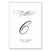 Eleganter moderner Kalligraphietisch 6 Hochzeit Tischnummer (Vorderseite)