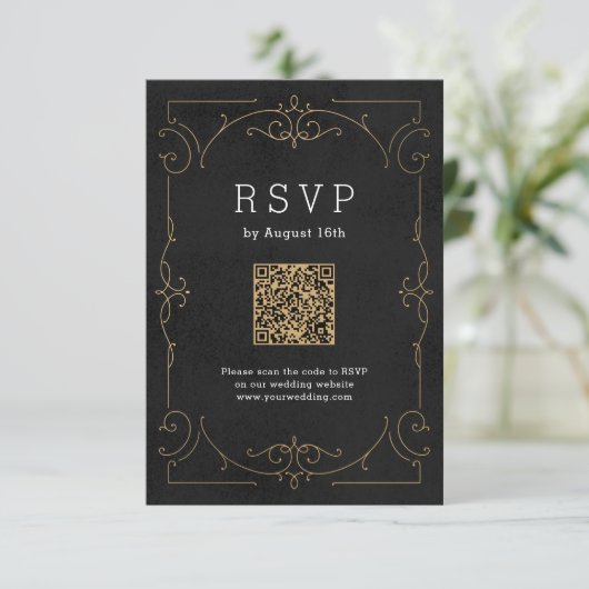 Eleganter, moderner Klassiker für Hochzeit im Jahr RSVP Karte (Stehend Vorderseite)
