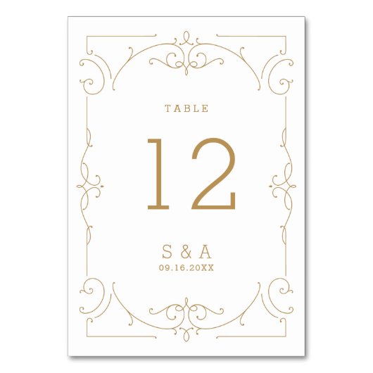 Eleganter moderner Klassiker Hochzeitstisch Tischnummer (Rückseite)