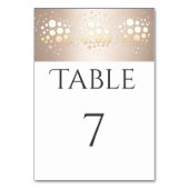 Eleganter moderner Konfetti aus Gold/Bronze Tischnummer (Rückseite)