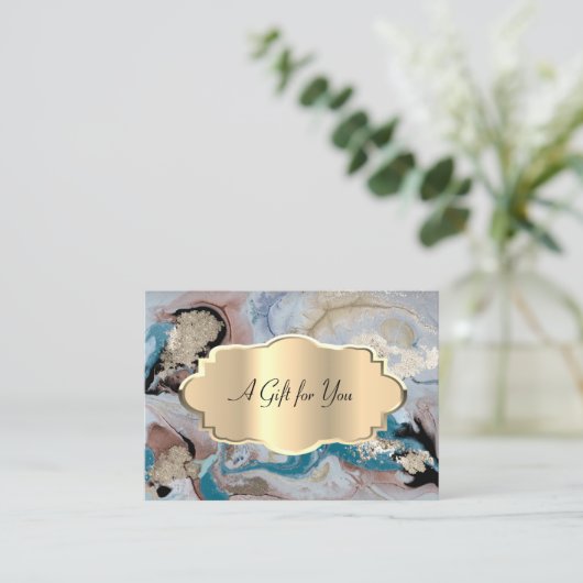 Eleganter moderner Konfetti, Goldrahmen, Marmor, S Rabattkarte (Stehend Vorderseite)
