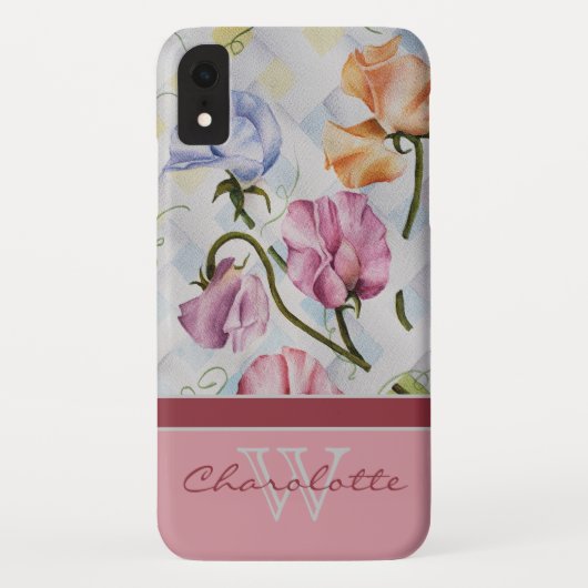 Eleganter moderner korallenroter Monogramm-Name Case-Mate iPhone Hülle (Rückseite)