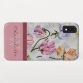 Eleganter moderner korallenroter Monogramm-Name Case-Mate iPhone Hülle (Rückseite (Horizontal))