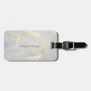 Eleganter moderner Kreis Gold, weißer Opal Gepäckanhänger