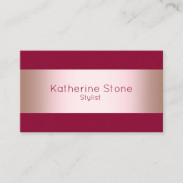 Eleganter moderner Küken-Rose Gold & Bordeaux-Stre Visitenkarte