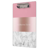 Eleganter, moderner Küken-Rose-Goldmarmor Klemmbrett (Links)