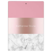 Eleganter, moderner Küken-Rose-Goldmarmor Klemmbrett (Rückseite)