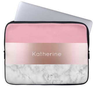 Eleganter, moderner Küken-Rose-Goldmarmor Laptopschutzhülle